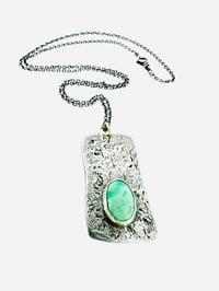 Image 3 of sterling silver and new lander variscite dog tag necklace with Yeats quote