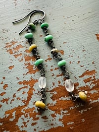 Image 7 of variscite and rainbow moonstone earrings