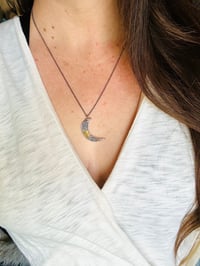 Image 3 of crescent moon necklace in sterling silver and 23k gold