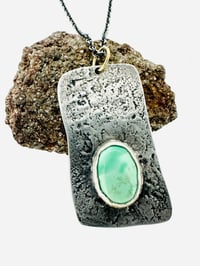 Image 4 of sterling silver and new lander variscite dog tag necklace with Yeats quote