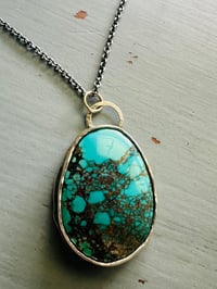 Image 8 of Sierra Nevada turquoise necklace with sterling silver crescent moon detail