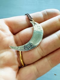 Image 4 of crescent moon necklace in sterling silver and 23k gold