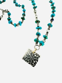 Image 1 of turquoise nugget necklace with sterling silver charm