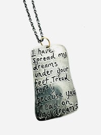 Image 6 of sterling silver and new lander variscite dog tag necklace with Yeats quote