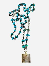 Image 3 of turquoise nugget necklace with sterling silver charm