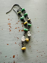 Image 1 of variscite and rainbow moonstone earrings