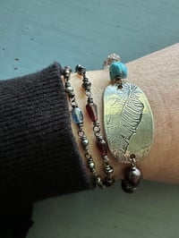 Image 7 of your heart and my heart medallion bracelet with peacock pearls and turquoise