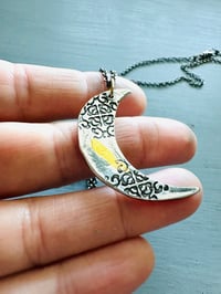 Image 7 of crescent moon necklace in sterling silver and 23k gold