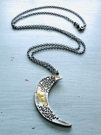 Image 8 of crescent moon necklace in sterling silver and 23k gold