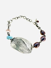 Image 9 of your heart and my heart medallion bracelet with peacock pearls and turquoise