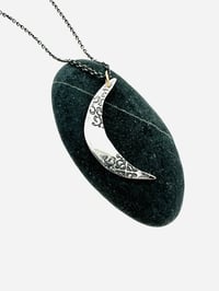 Image 2 of sterling silver crescent moon necklace with always inscription