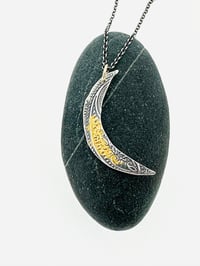 Image 4 of sterling silver and 23k gold paisley moon with anais nin quote