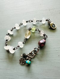 Image 1 of chunky gemstone and pearl bracelet by peacesofindigo