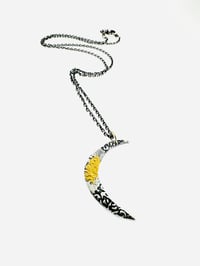 Image 4 of sterling silver and 23k gold crescent moon necklace with peace inscription