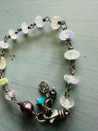 Image 2 of chunky gemstone and pearl bracelet by peacesofindigo