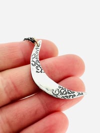 Image 1 of sterling silver crescent moon necklace with always inscription