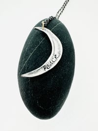 Image 5 of sterling silver and 23k gold crescent moon necklace with peace inscription