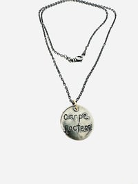 Image 7 of sterling silver paisley necklace with latin quote