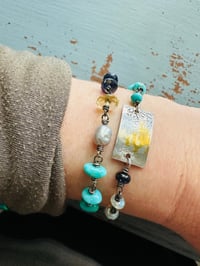 Image 3 of chunky boho turquoise and iolite bracelet by peacesofindigo