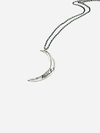 Image 6 of sterling silver and 23k gold crescent moon necklace with peace inscription