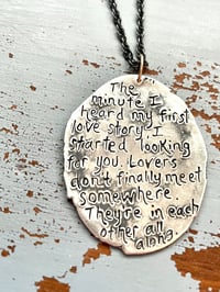 Image 1 of hand engraved sterling silver rumi quote necklace