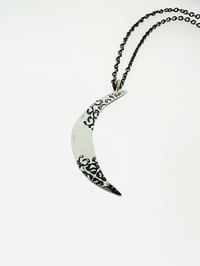 Image 7 of sterling silver crescent moon necklace with always inscription