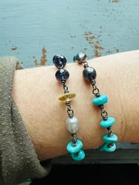 Image 5 of chunky boho turquoise and iolite bracelet by peacesofindigo