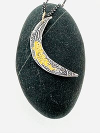 Image 7 of sterling silver and 23k gold paisley moon with anais nin quote