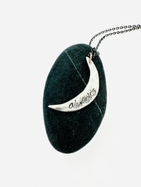 Image 6 of sterling silver crescent moon necklace with always inscription