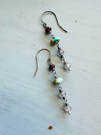 Image 5 of boho turquoise and garnet earrings by peacesofindigo