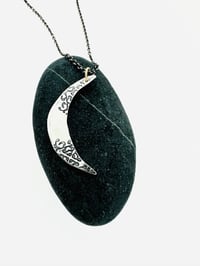 Image 9 of sterling silver crescent moon necklace with always inscription