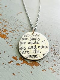 Image 1 of hand engraved wuthering heights quote necklace