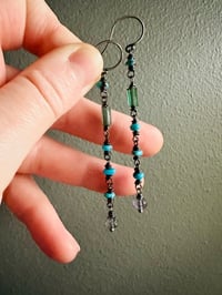 Image 2 of Egyptian turquoise and tourmaline earrings