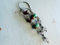 Image 6 of boho turquoise and garnet earrings by peacesofindigo