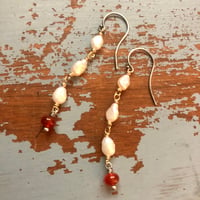 Image 8 of baroque pearl and carnelian earrings in sterling silver and 10k gold