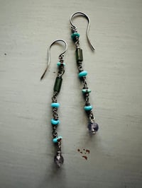 Image 4 of Egyptian turquoise and tourmaline earrings