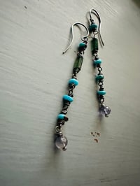 Image 5 of Egyptian turquoise and tourmaline earrings