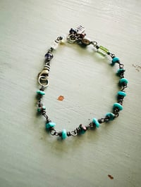 Image 8 of bohemian turquoise and pearl charm bracelet . handmade by peacesofindigo