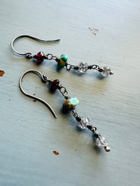 Image 8 of boho turquoise and garnet earrings by peacesofindigo