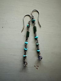 Image 7 of Egyptian turquoise and tourmaline earrings