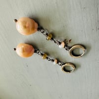 Image 5 of gorgeous baroque pearl and Australian boulder opal dangle earrings by peacesofindigo