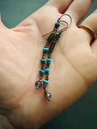 Image 8 of Egyptian turquoise and tourmaline earrings