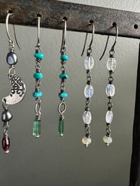 Image 9 of turquoise nugget and tourmaline earrings . sterling silver 