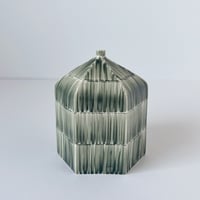 Image 1 of Hexagonal straight sided vessel with brush strokes 8.3cm