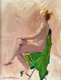 Image 1 of "Nude with Green Drape" Original Fine Art Oil Painting by Sarah Griffin Thibodeaux