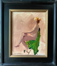 Image 2 of "Nude with Green Drape" Original Fine Art Oil Painting by Sarah Griffin Thibodeaux