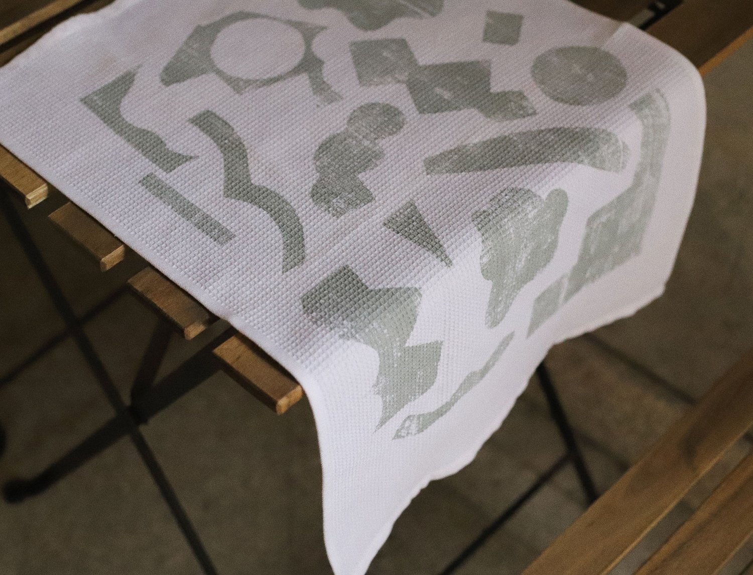 Image of GREY SHAPES WAFFLE TEA TOWEL