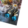 Blue 1920s blue Murano bead and freshwater pearl earrings 