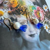 Cobalt blue 1920s Murano bead and freshwater pearl earrings 