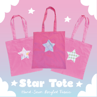 Image 1 of Recycled Fabric Hand Sewn Star Tote - FILL ME UP 